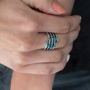 Paparazzi Jewelry Accessories - Saguaro Skies - Blue Ring - Vintage
